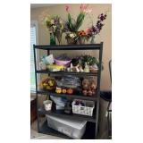 Metal Storage Shelf With Seasonal Decor