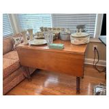 Wooden Drop-Leaf Table With Turned Legs