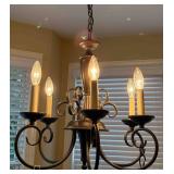 Six-Light Metal Chandelier With Scroll Design