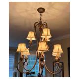 Ornate Multi-Light Chandelier with Fabric Shades