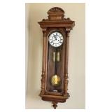 Wooden Wall Clock with Pendulum and Weights