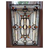Stained Glass Window Panel with Geometric Design