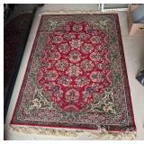 Red and Black Area Rug with Rug Pad Included