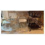 Glass Serving Items and Metal Stand Set