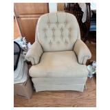 Beige Upholstered Rocking Armchair