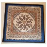 Framed Textile Wall Art with Paisley Design