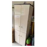 Tall Beige Cabinet With Multiple Shelves