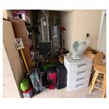 Garage Alcove Contents With Shelves and Items