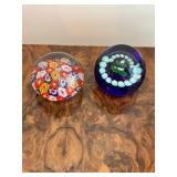 Two Millefiori Glass Paperweights
