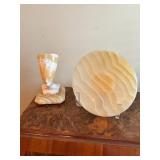 Decorative Onyx Plate and Pharaoh Sculpture Set