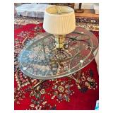 Glass and Brass Coffee Table with Lamp