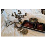 Decorative Items Including Brass and Glassware