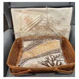 Longaberger Basket With Tablecloth Set