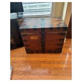 Wooden Military Chest with Green Lining