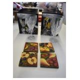 Godinger Milano Crystal Goblets with Coasters