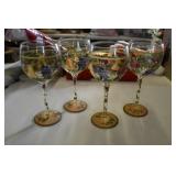 Set of 4 Painted Wine Glasses