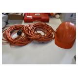 Pair of Extension Cords and Hard Hat