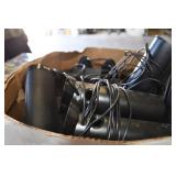 Box of Computer Speakers and Power Cords