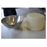 Star Strainer and Tupperware Cake Carrier