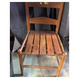 Vintage Wooden Slat Chair with Frog Motif