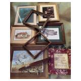 Framed Pictures and Decorative Shelf Lot
