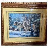 Framed Wolf Scene by R.V. Fletcher