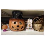 Various Halloween Decore & Wicker Baskets