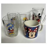 3 Disney Millennium Glassware & 2 Mugs