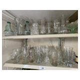 2 Shelves of Various Glassware