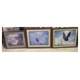 3 Beautiful Framed Eagle Prints by Various Artists