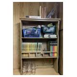 Wooden Shelving Unit and Contents +++