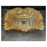 VTG Indiana Glass Diamond Point Marigold Dish +++