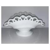Vtg White Milk Glass Oval Banana Stand