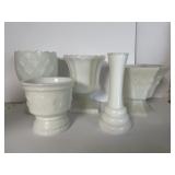Collection of 5 Mismatched Milk Glass Pieces