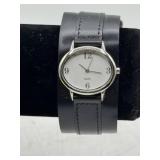 Quartz Wristwatch with Black Leather Strap