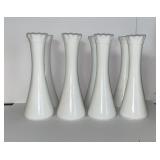 8 White Milk Glass Bud Vases
