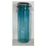 13" Blue Glass Canister
