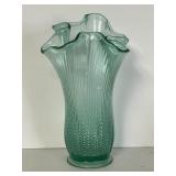 Fenton Green Glass 7" Ribbed Fluted Vase