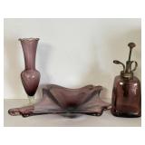 3pcs of Amethyst Colored Art Glass ++++