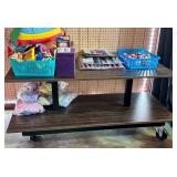 Two-Level Wood Table with Casters