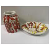 Speckled Ceramic Vase & Ashtray