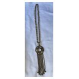 1970s Spanish Moss Silver Tassel Necklace 22"