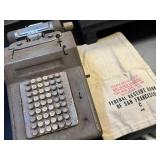Vintage Adding Machine and Bank Bag Lot