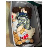 Dolls and Plush Toys in Bin