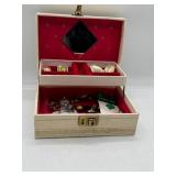 Decorative Jewelry Box With Assorted Pins & Brooch
