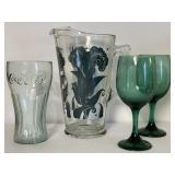 Vtg Jeanette Glass Water Pitcher & Vtg Glassware