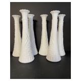 6 Anchor Hocking Milk Glass Bud Vases