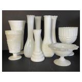 9 Mismatched Milk Glass Pieces