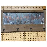 Wooden Wall Decor With Hooks and Abstract Art