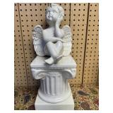 Ceramic Angel Figurine on Column Base